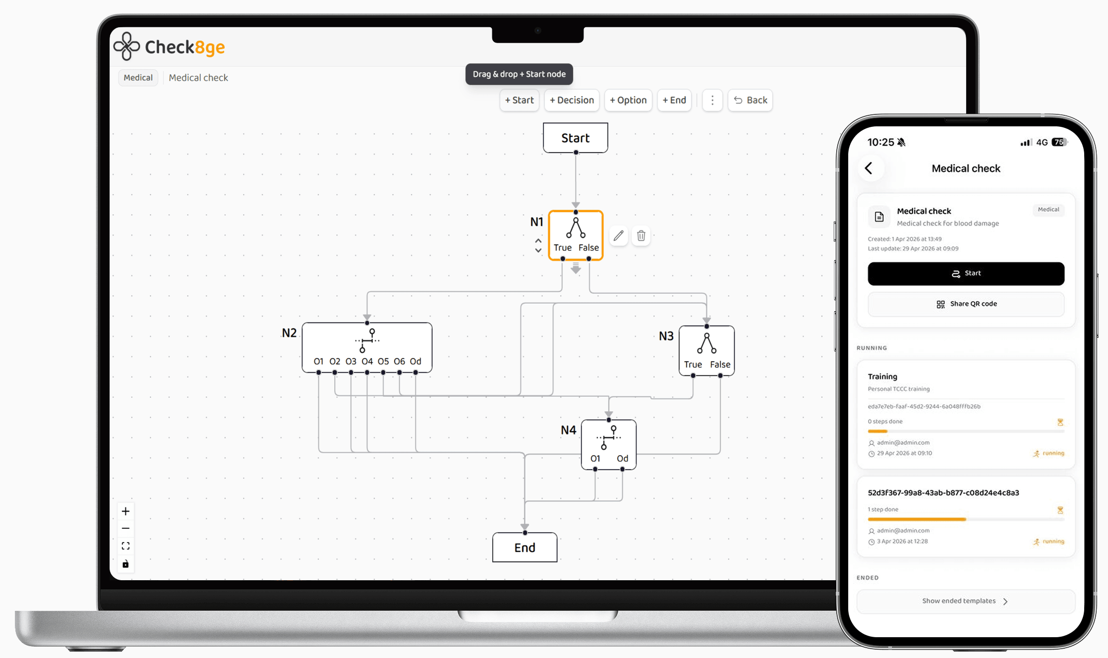 Check8ge web and mobile workflow mockup